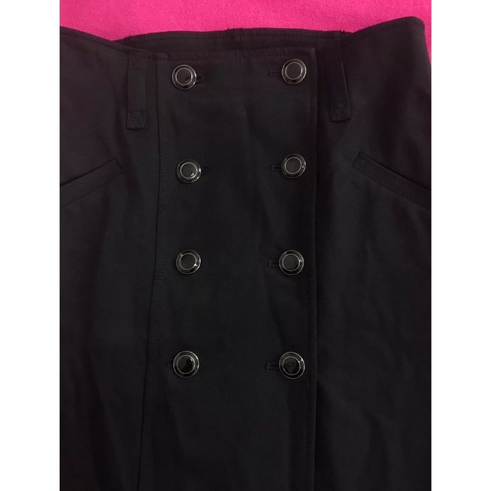 ANN TAYLOR Black Button Front Stretch Pencil Skirt - Picture 3 of 6